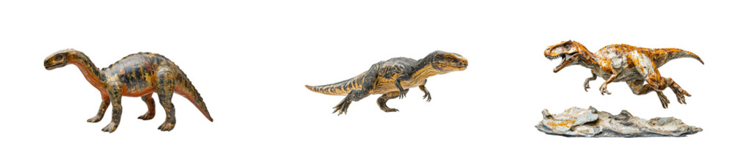 Obraz premium Dinosaur models display museum exhibit educational content. Cut out png set