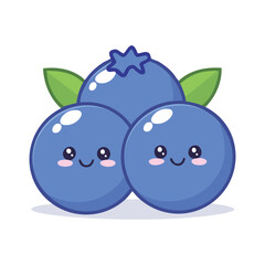 Obraz premium A cute blueberry illustration with leaves