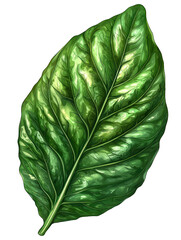 Bright green textured leaf with prominent veins