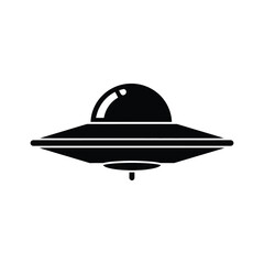 Classic flying saucer, black silhouette, unidentified flying object, space, alien, craft.