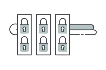 Multiple Locks on a Door Security and Protection Icon