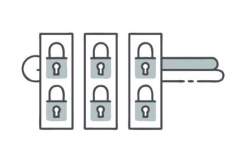 Multiple Locks on a Door Security and Protection Icon