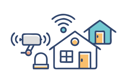 Smart Home Security Camera, Motion Sensor, and Wireless System