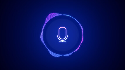 AI voice recognition personal assistant technology concept, smart artificial intelligence app screen, machine speech generated, online support chat bot, automated virtual business customer service