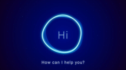 abstract AI text to speech voice generation app concept, smart personal assistant chat bot talking, futuristic machine learning smartphone technology background, business customer service support