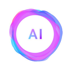 Futuristic colorful AI assistant app logo screen background, smart personal artificial intelligence computer concept, abstract neural network innovation, machine learning technology transparent