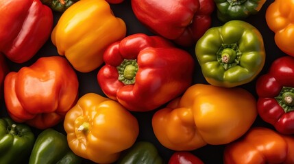 An assortment of fresh bell peppers in vibrant colors showcases nature's bounty, representing culinary possibilities and adding color to the kitchen landscape.