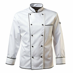 Elegant white chef jacket with black trims professional culinary attire
