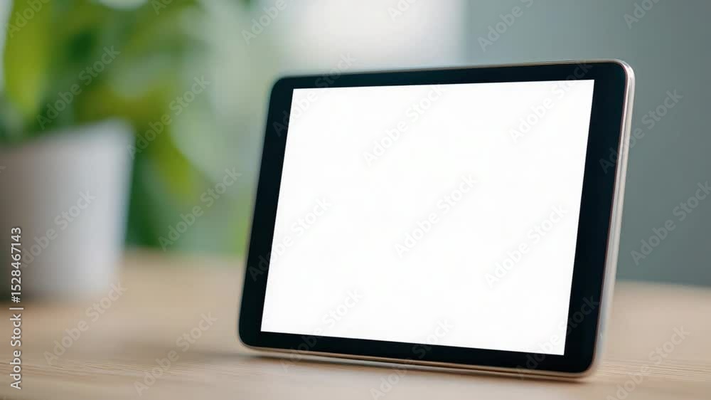 Poster digital tablet displaying envelope icon on colorful background with plant in the background for comm