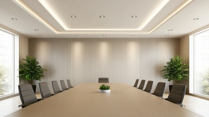 Modern Feng Shui Trends. Modern Corporate Conference Room Design Featuring Elegant Feng Shui Elements,3d rendering