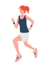 Young woman running. Simple flat illustration