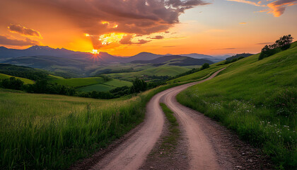 A secret path through the mountains only visible at dawn