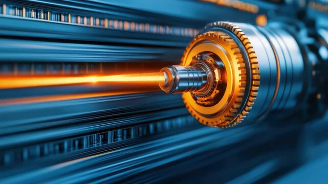 Close-up of a futuristic engine component with glowing elements and intricate details, showcasing advanced technology