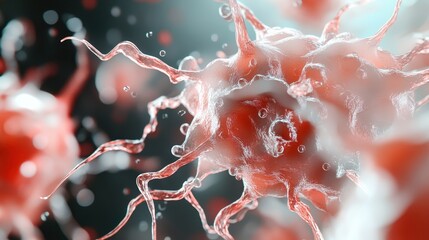 An artistic representation of microbial cells in action, featuring intricate designs and vibrant colors that highlight the complexity and beauty of microscopic life forms.