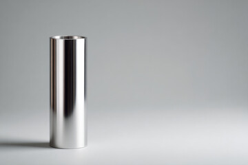 polished metal rod with ultrabright sheen standing upright on clean minimalistic background