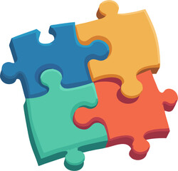 Obraz premium 3D Colorful Interlocking Puzzle Pieces – Vector Illustration for Teamwork and Collaboration Concept