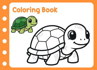 coloring book for kids. cute little  turtle