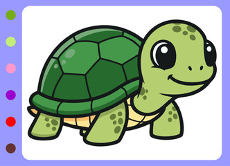 Cute little turtle  cartoon illustration.cartoon turtle  vector illustration