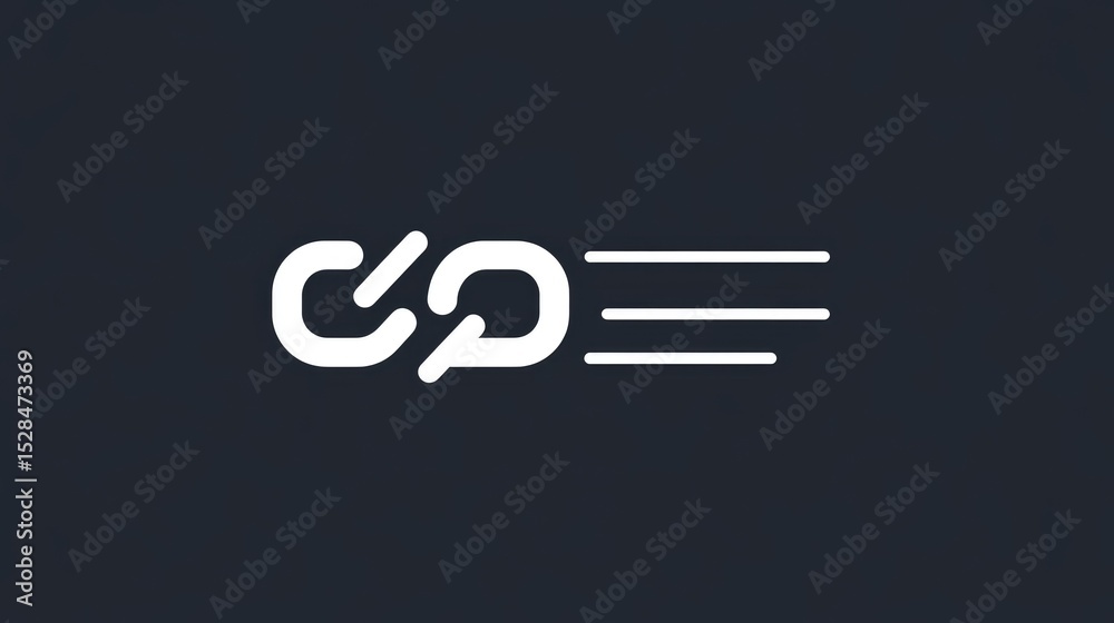 Poster minimalist tech logo with monospaced font initials and barcoded underline, great for software or dev