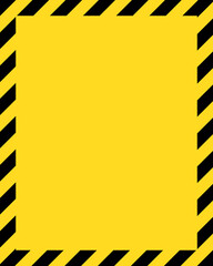 A vertical rectangle background with medium diagonal yellow and black stripes on the border and a yellow center.