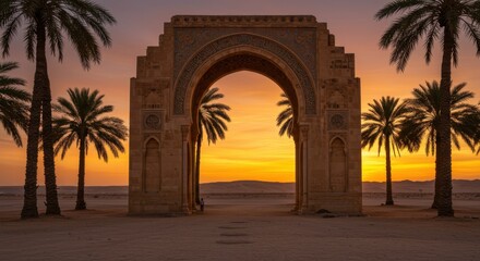 Majestic Archway at Sunset in the Sahara Desert