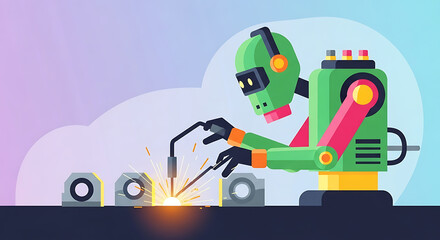 Obraz premium Robotic Welding Automation: Precision and Efficiency in Manufacturing