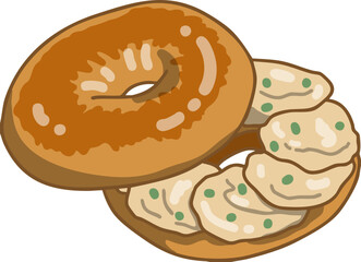 Cream cheese bagel implemented in svg vector image