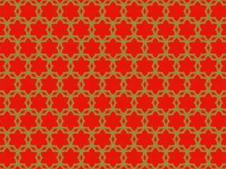 Red and gold intricate geometric pattern, seamless repeat tile, perfect for textile, wallpaper, or packaging design.