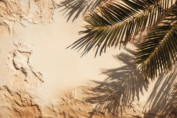 Palm fronds and sandy beach