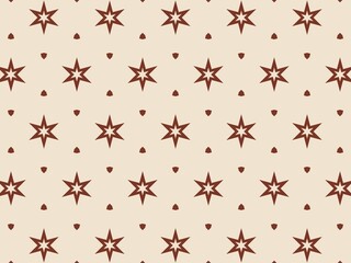 Seamless pattern of brown stars on a beige background, creating a simple yet elegant design perfect for various applications.