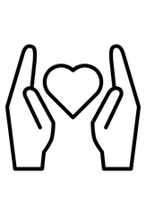 Hands cradling heart. care, love, support.
Giving heart symbol. kindness, generosity
