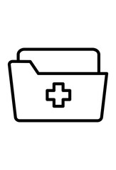 Medical folder icon for health records.
Healthcare file symbol. plus sign.
