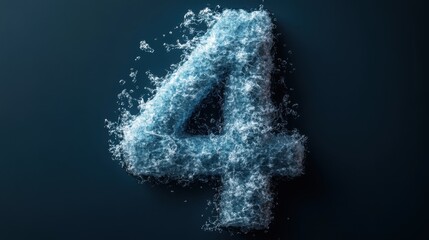 A striking artistic representation of the number four, creatively formed from water droplets and splashes, showcasing the fluidity and dynamism of nature in a visually appealing manner.