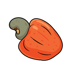 Cartoon Cashew Fruit with Vibrant Orange Apple and Distinctive Nut, Perfect for Tropical Themes