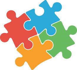 Fototapeta premium Flat Colorful Puzzle Pieces Vector – Symbol of Connection, Teamwork, and Strategy