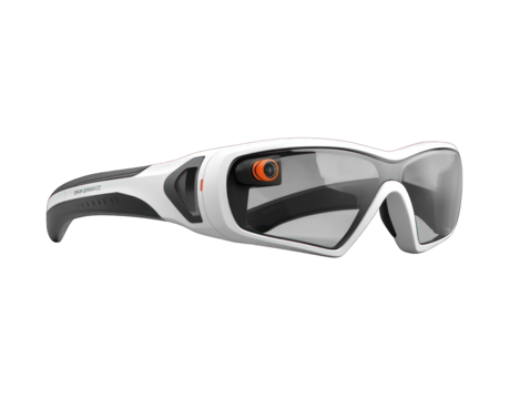 Modern white eyewear with integrated camera