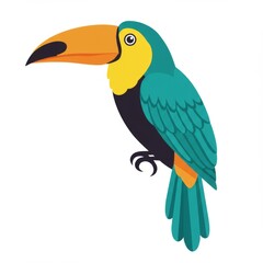Fototapeta premium Teal Toucan with Orange Beak Illustration