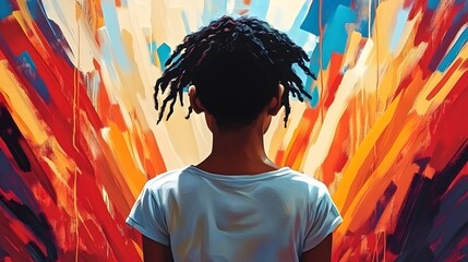 Obraz premium Kids in front of graffiti, black history.