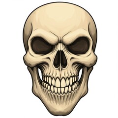 Fototapeta premium Detailed Beige Human Skull Illustration on White Background