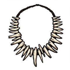 Obraz premium Tribal Bone Tooth Necklace Illustration