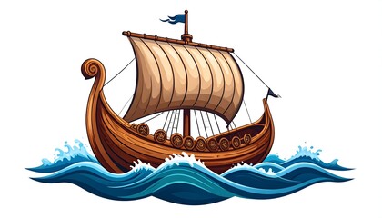 Viking warship with horned prow design high resolution photo