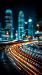 City Night Scene with Vehicle Light Trails