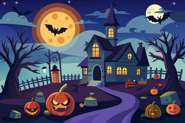 Fototapeta premium Spooky Halloween Mansion at Night