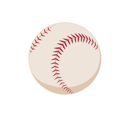 Baseball ball with red seam, sport playing equipment. Vector modern flat softball illustration isolated on white