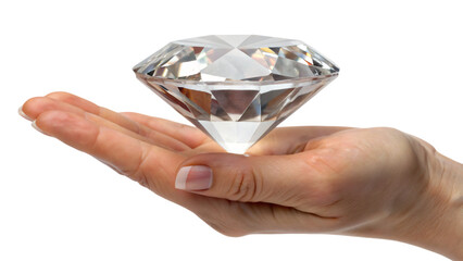 Hand holding diamond, a symbol of business and money