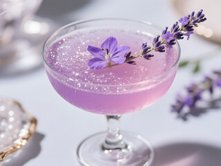  Romantic Lavender Sparkle Cocktail with Candlelight
