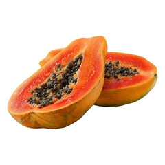 Sliced papaya isolated on transparent background