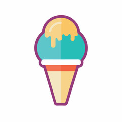 Ice Cream – Vector Icon on White Circular Background

