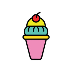 Ice Cream – Vector Icon on White Circular Background


