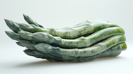 Lush asparagus spears delicately intertwined on a pristine white backdrop artfully rendered